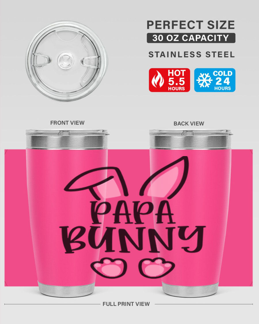Familypapa bunny 48# Easter Tumbler featuring a charming bunny design, made of stainless steel with a double wall vacuum for insulation.
