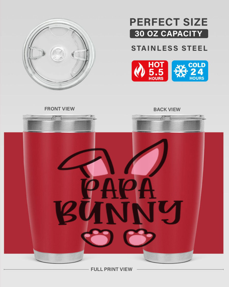 Familypapa bunny 48# Easter Tumbler featuring a charming bunny design, made of stainless steel with a double wall vacuum for insulation.