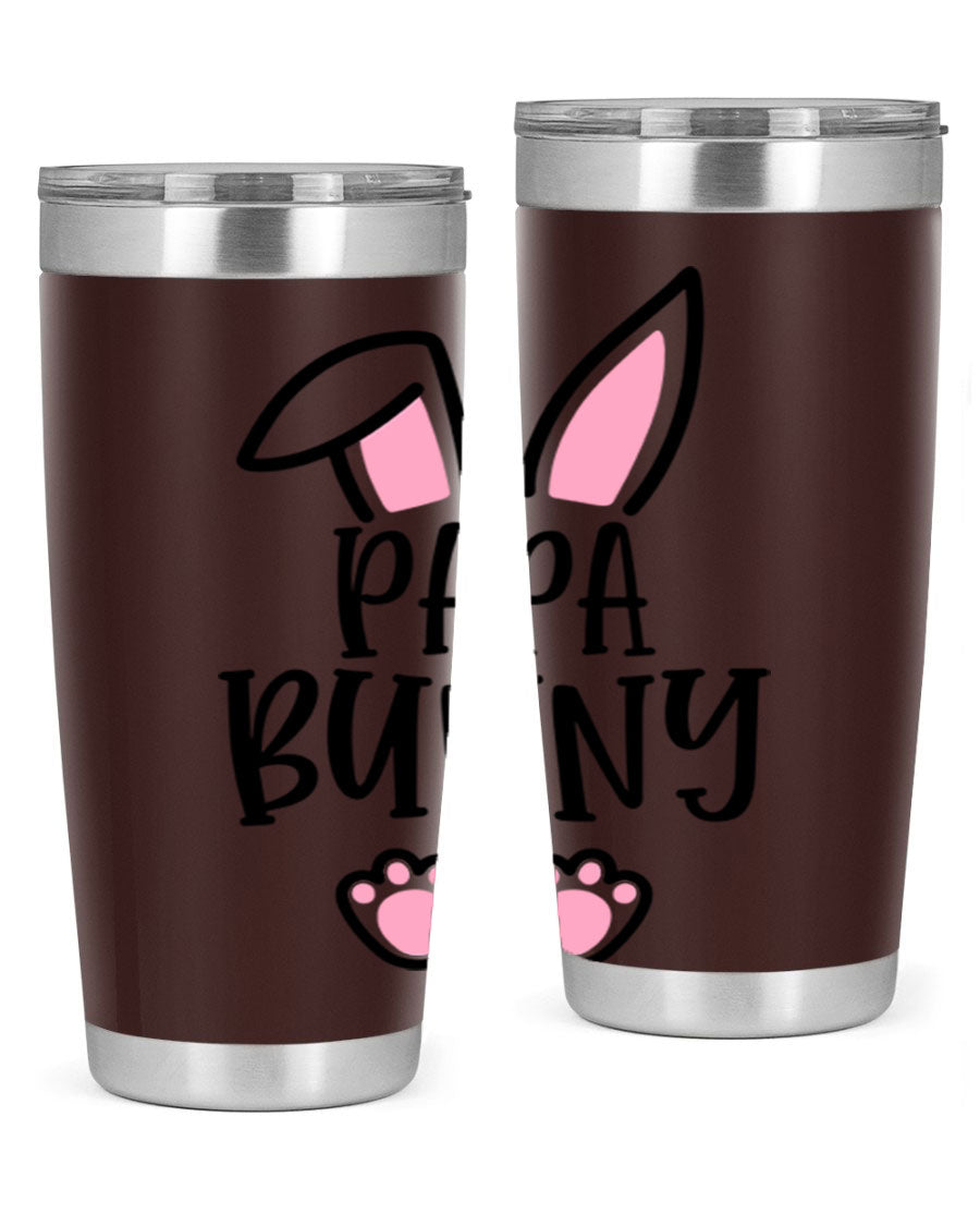 Familypapa bunny 48# Easter Tumbler featuring a charming bunny design, made of stainless steel with a double wall vacuum for insulation.