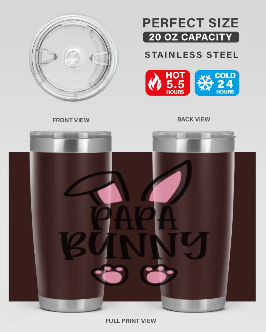 Familypapa bunny 48# Easter Tumbler featuring a charming bunny design, made of stainless steel with a double wall vacuum for insulation.