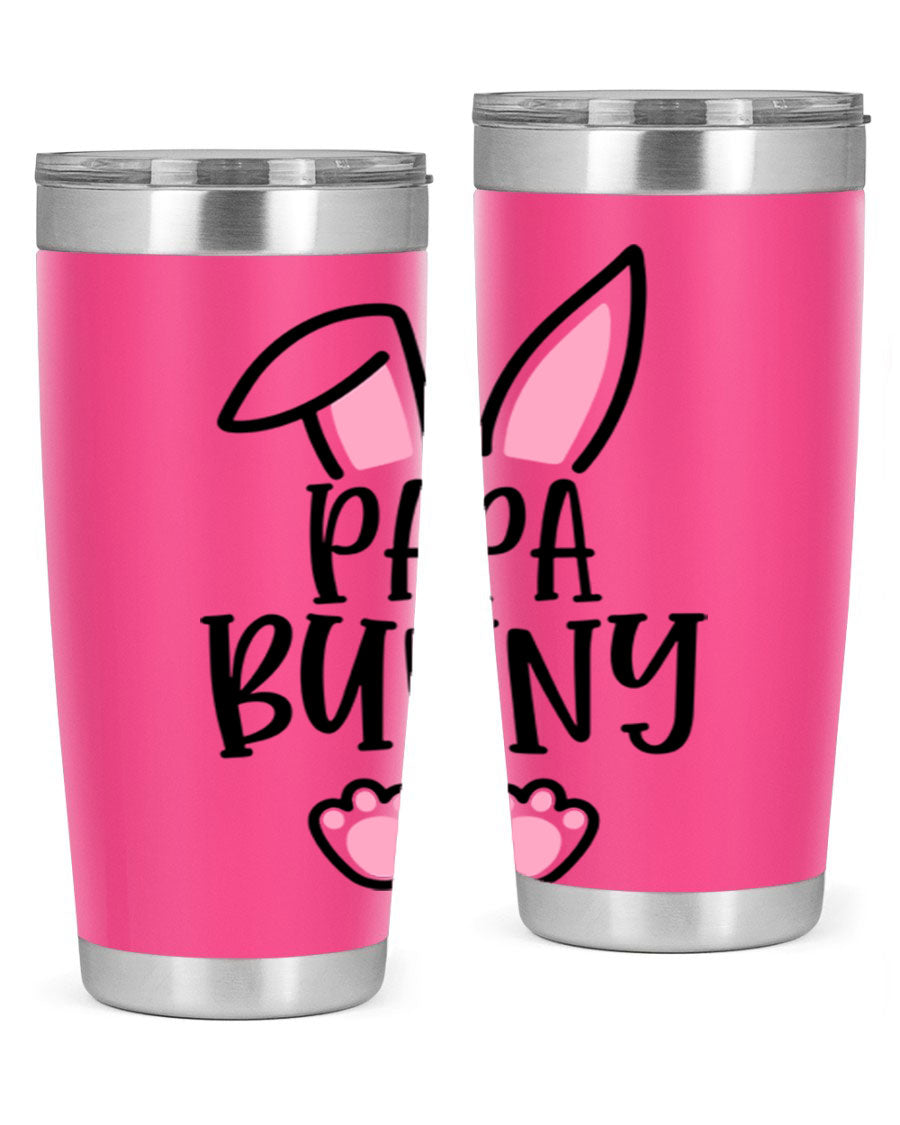 Familypapa bunny 48# Easter Tumbler featuring a charming bunny design, made of stainless steel with a double wall vacuum for insulation.