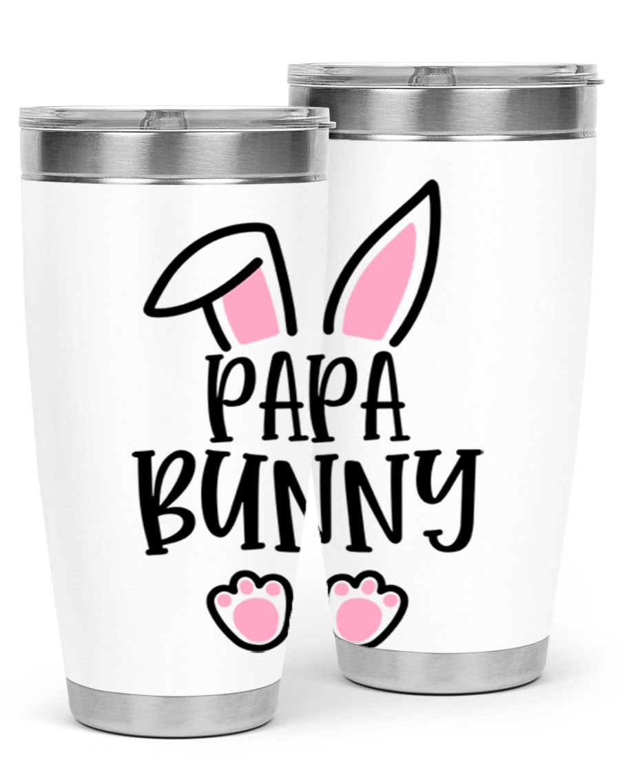 Familypapa bunny 48# Easter Tumbler featuring a charming bunny design, made of stainless steel with a double wall vacuum for insulation.