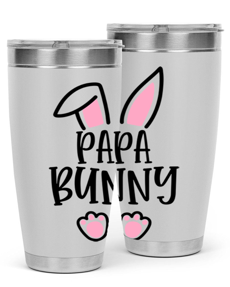 Familypapa bunny 48# Easter Tumbler featuring a charming bunny design, made of stainless steel with a double wall vacuum for insulation.