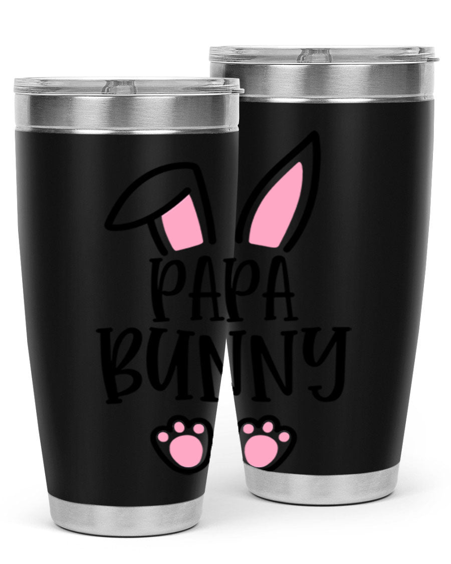 Familypapa bunny 48# Easter Tumbler featuring a charming bunny design, made of stainless steel with a double wall vacuum for insulation.