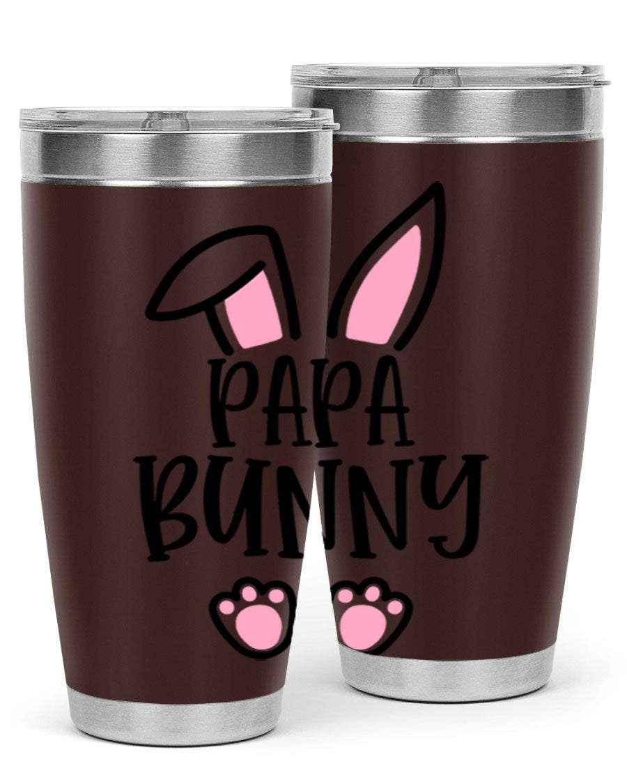 Familypapa bunny 48# Easter Tumbler featuring a charming bunny design, made of stainless steel with a double wall vacuum for insulation.