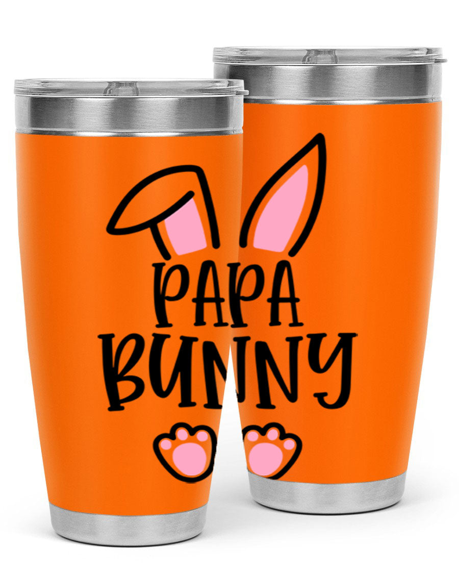 Familypapa bunny 48# Easter Tumbler featuring a charming bunny design, made of stainless steel with a double wall vacuum for insulation.