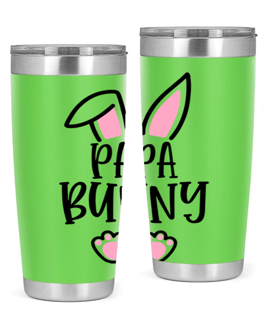 Familypapa bunny 48# Easter Tumbler featuring a charming bunny design, made of stainless steel with a double wall vacuum for insulation.