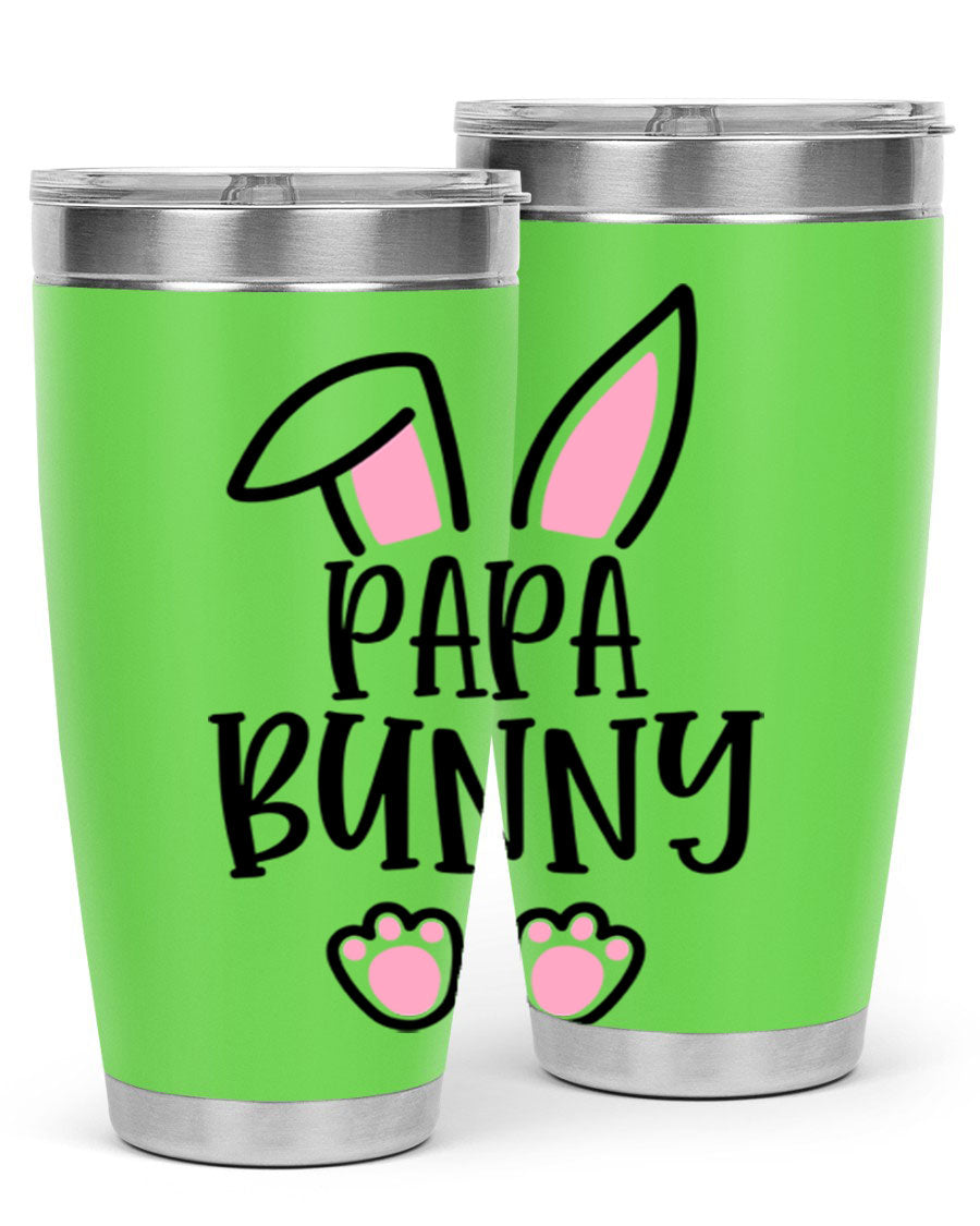 Familypapa bunny 48# Easter Tumbler featuring a charming bunny design, made of stainless steel with a double wall vacuum for insulation.