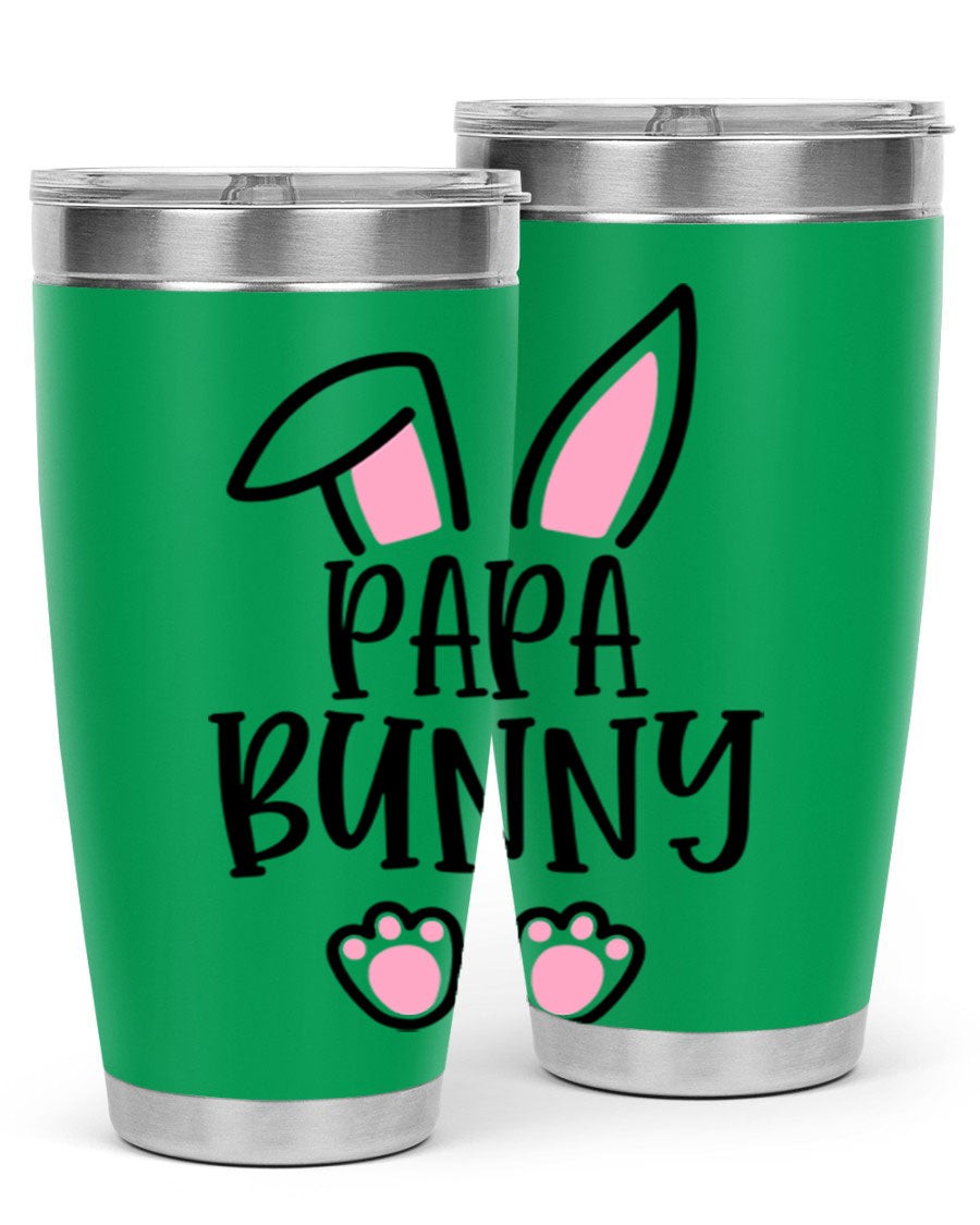 Familypapa bunny 48# Easter Tumbler featuring a charming bunny design, made of stainless steel with a double wall vacuum for insulation.