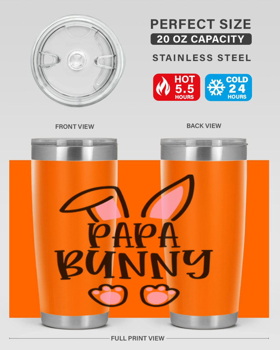 Familypapa bunny 48# Easter Tumbler featuring a charming bunny design, made of stainless steel with a double wall vacuum for insulation.
