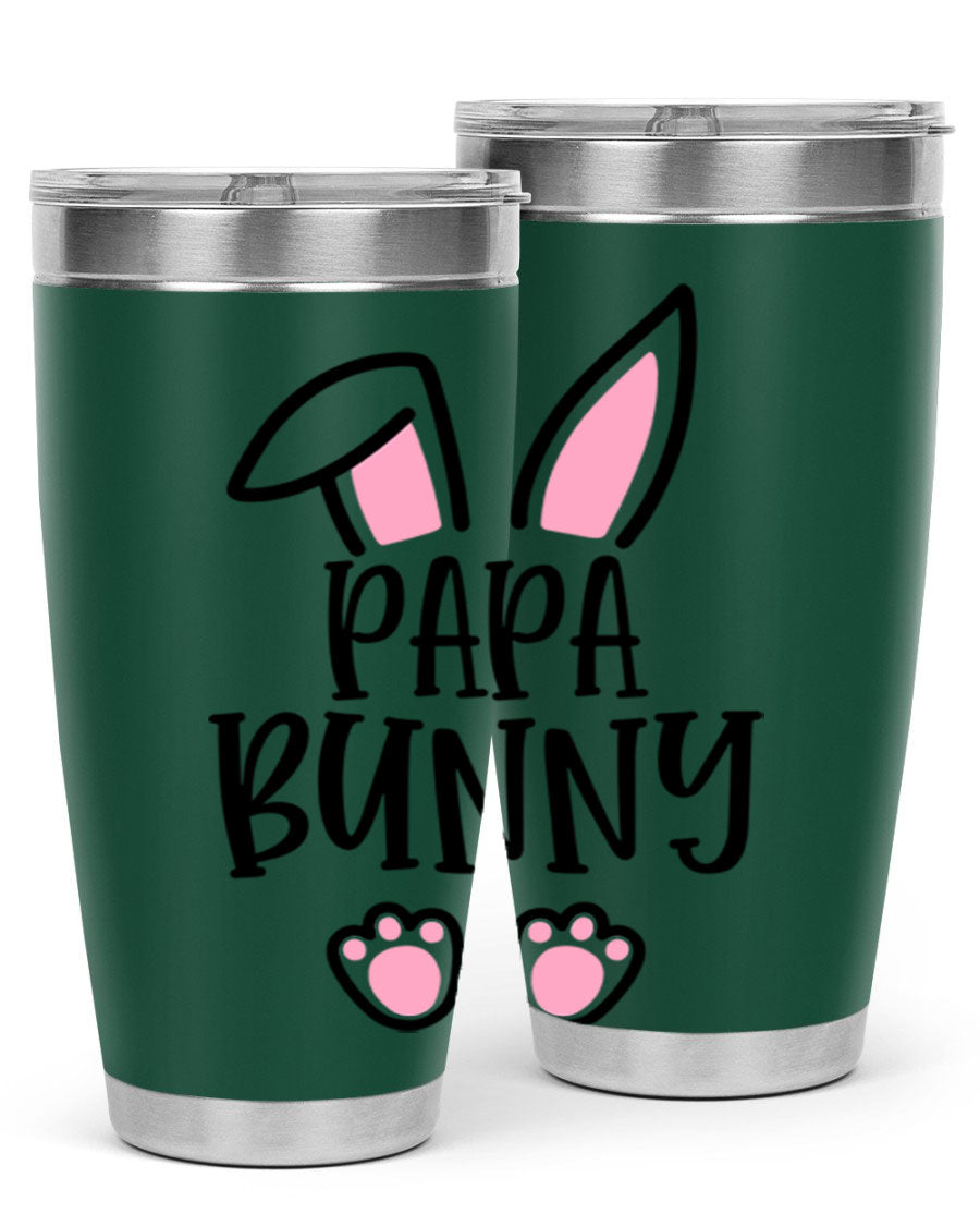 Familypapa bunny 48# Easter Tumbler featuring a charming bunny design, made of stainless steel with a double wall vacuum for insulation.