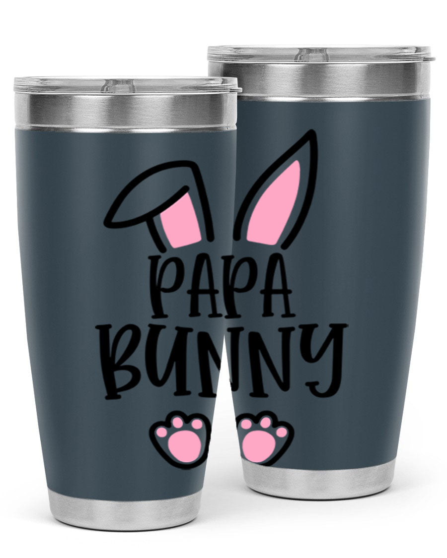 Familypapa bunny 48# Easter Tumbler featuring a charming bunny design, made of stainless steel with a double wall vacuum for insulation.