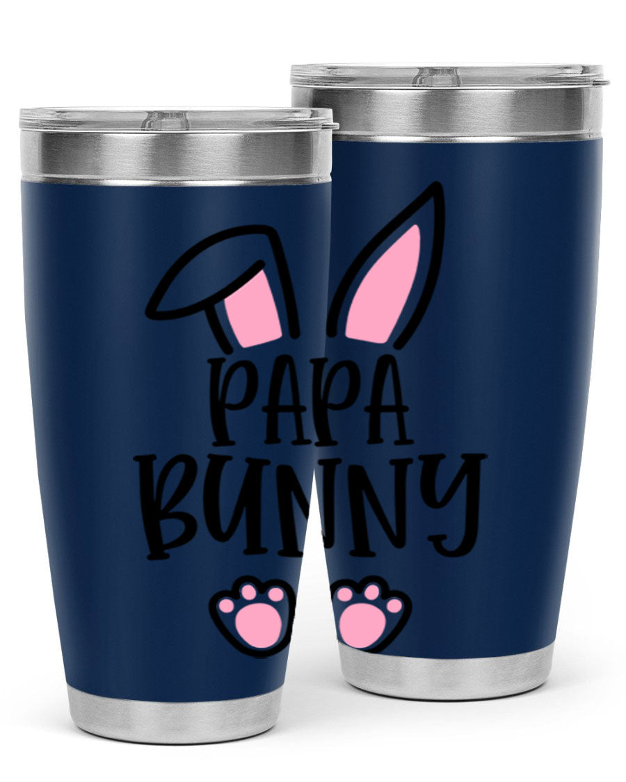 Familypapa bunny 48# Easter Tumbler featuring a charming bunny design, made of stainless steel with a double wall vacuum for insulation.