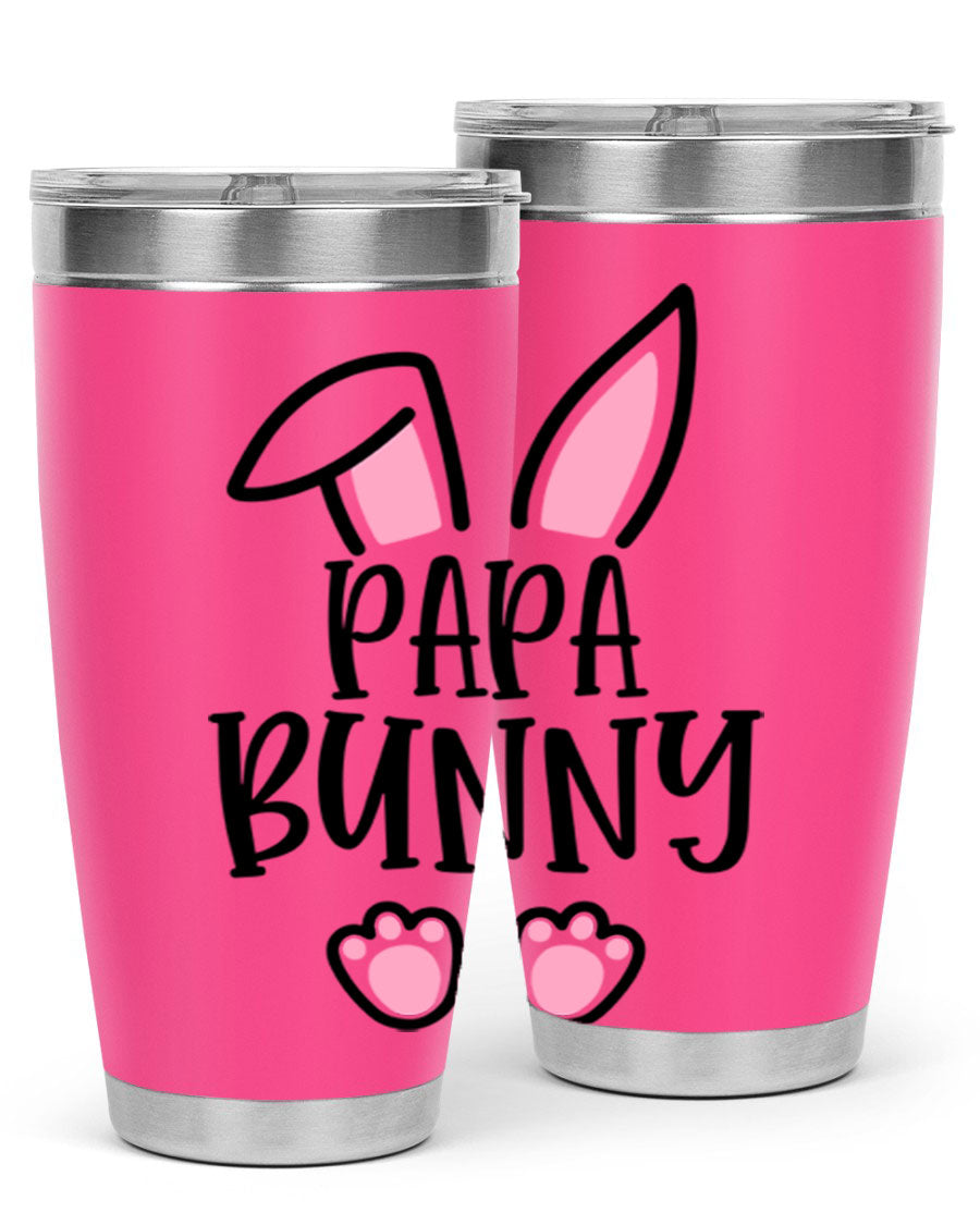 Familypapa bunny 48# Easter Tumbler featuring a charming bunny design, made of stainless steel with a double wall vacuum for insulation.