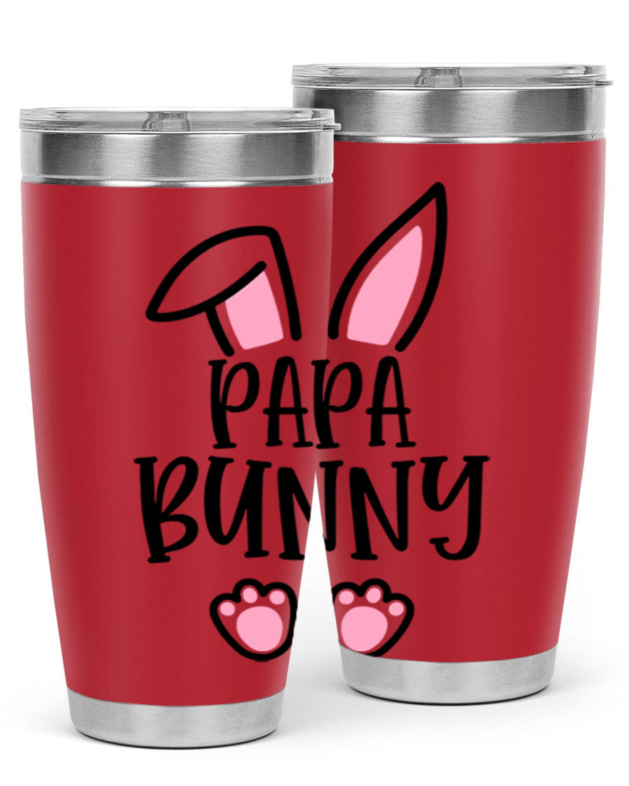Familypapa bunny 48# Easter Tumbler featuring a charming bunny design, made of stainless steel with a double wall vacuum for insulation.