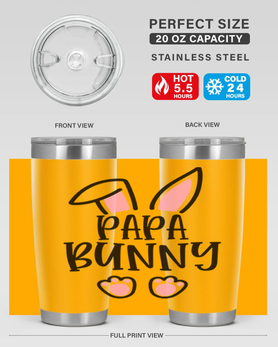 Familypapa bunny 48# Easter Tumbler featuring a charming bunny design, made of stainless steel with a double wall vacuum for insulation.