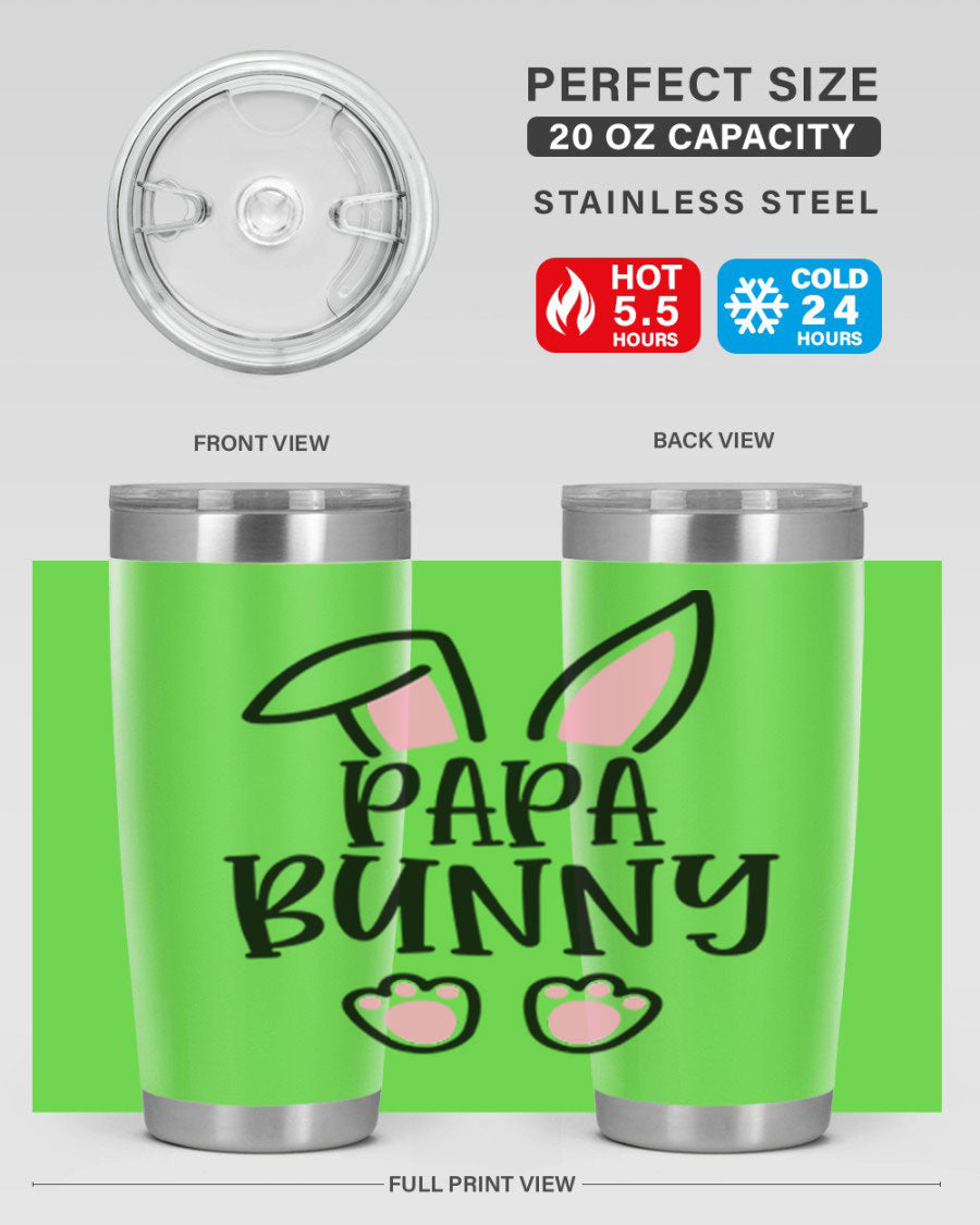 Familypapa bunny 48# Easter Tumbler featuring a charming bunny design, made of stainless steel with a double wall vacuum for insulation.