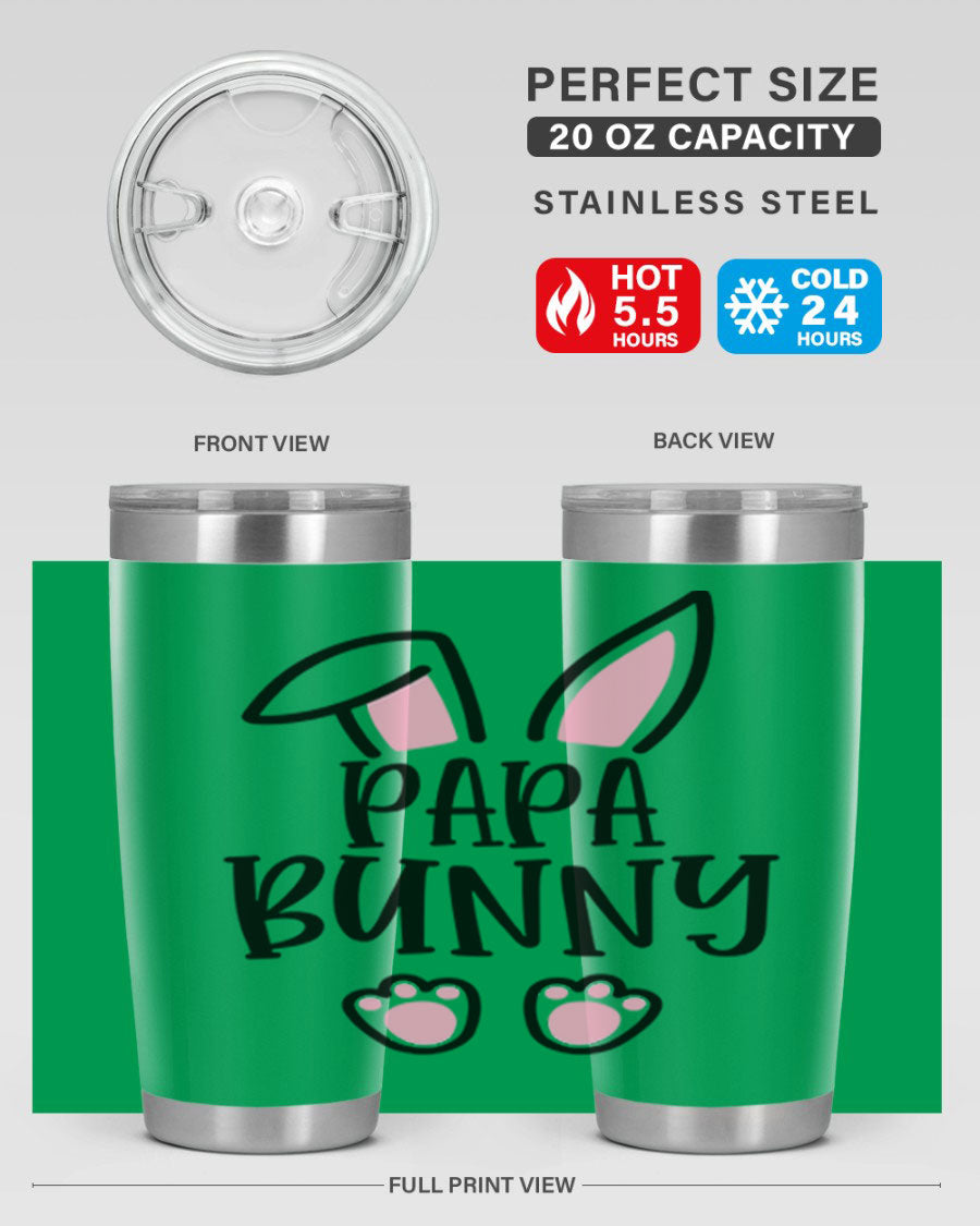 Familypapa bunny 48# Easter Tumbler featuring a charming bunny design, made of stainless steel with a double wall vacuum for insulation.