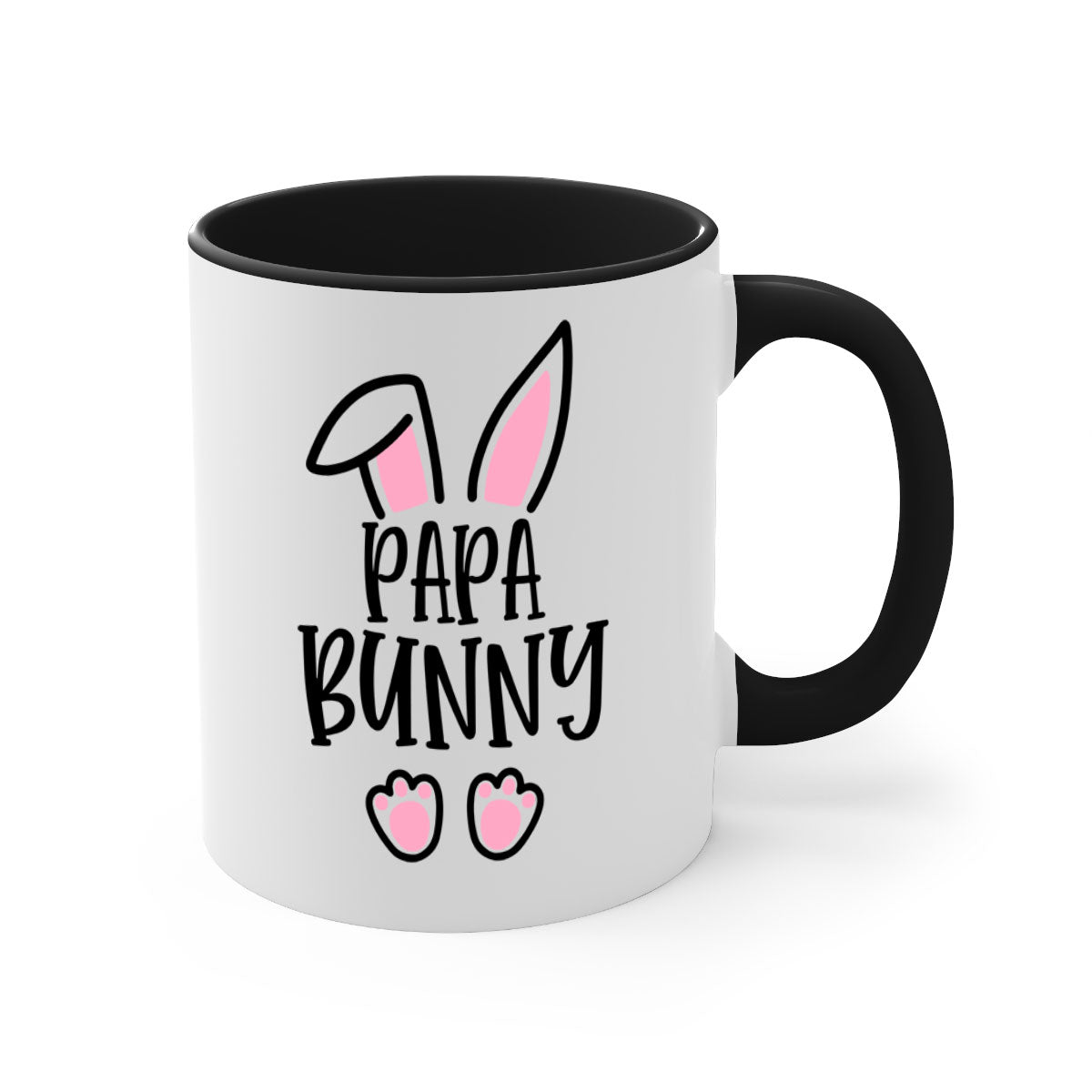 Familypapa bunny 48# Easter Mug with colorful handle and glossy finish, perfect for coffee and tea.