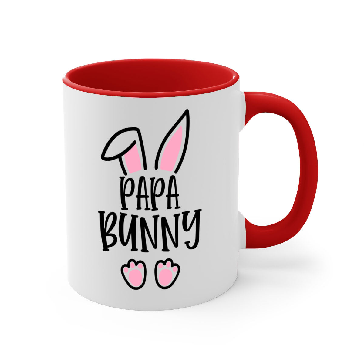 Familypapa bunny 48# Easter Mug with colorful handle and glossy finish, perfect for coffee and tea.
