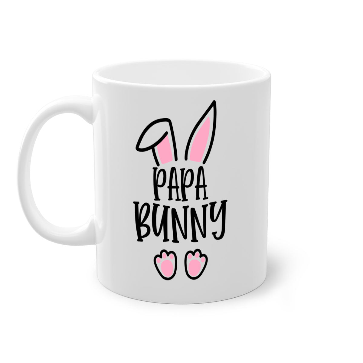 Familypapa bunny 48# Easter Mug with colorful handle and glossy finish, perfect for coffee and tea.