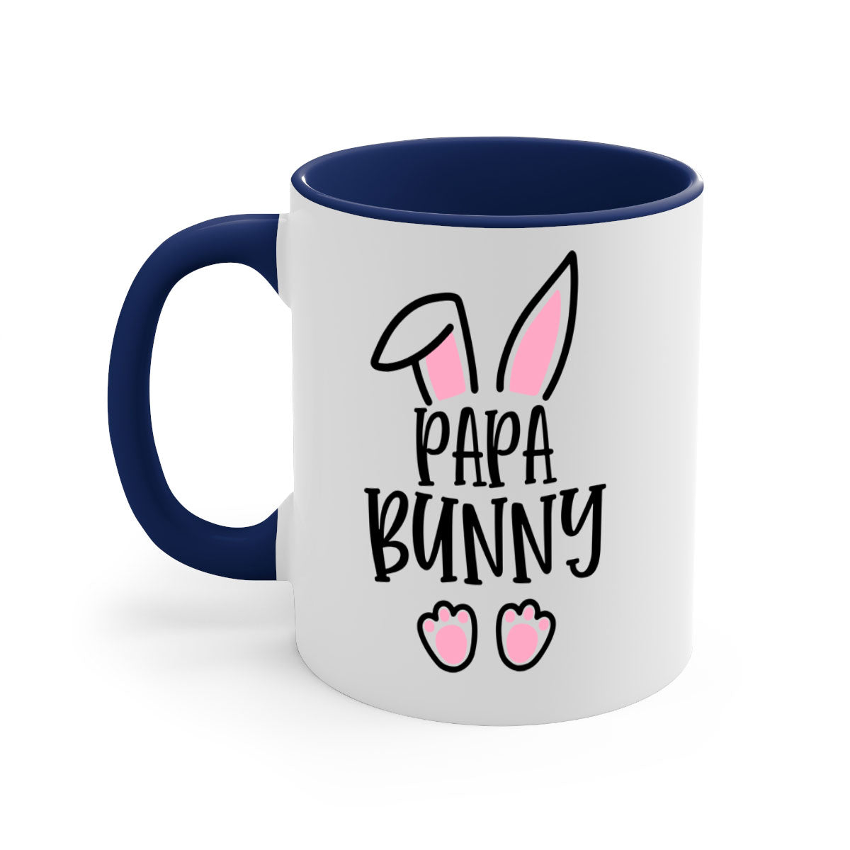 Familypapa bunny 48# Easter Mug with colorful handle and glossy finish, perfect for coffee and tea.
