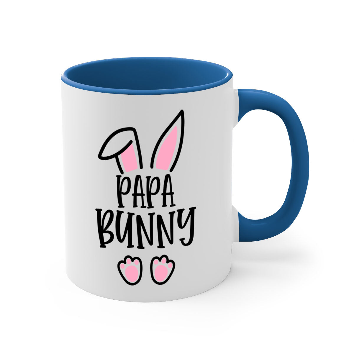 Familypapa bunny 48# Easter Mug with colorful handle and glossy finish, perfect for coffee and tea.