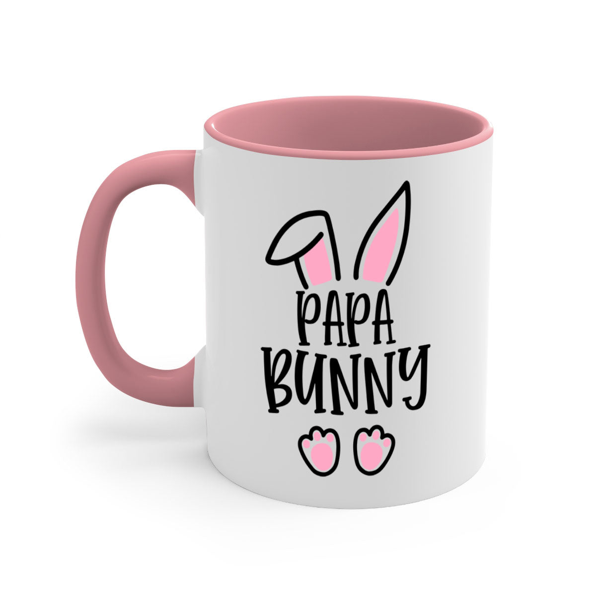 Familypapa bunny 48# Easter Mug with colorful handle and glossy finish, perfect for coffee and tea.