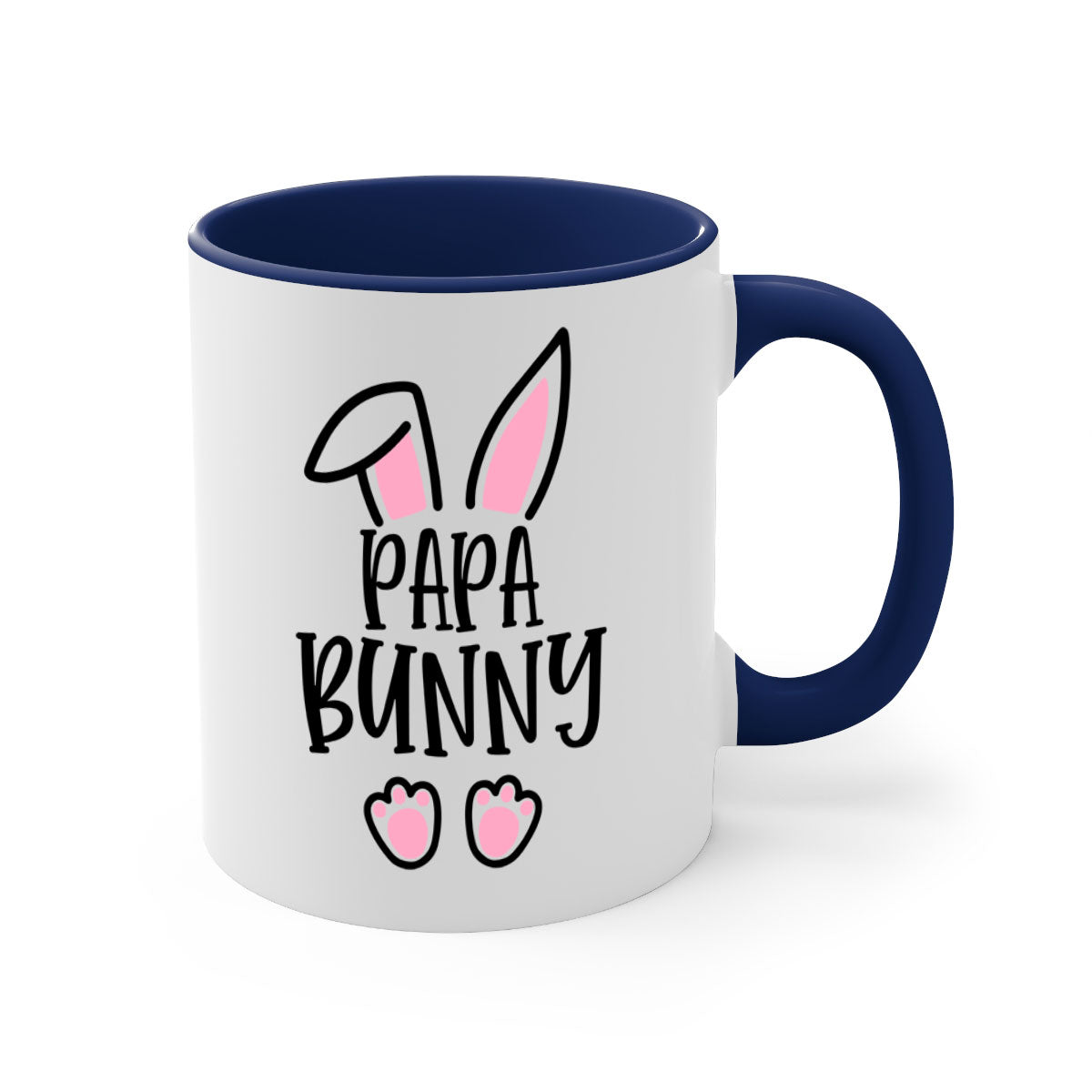 Familypapa bunny 48# Easter Mug with colorful handle and glossy finish, perfect for coffee and tea.