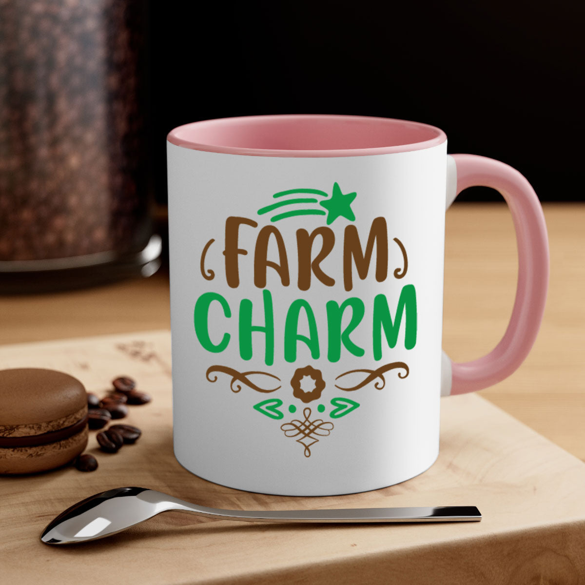 Farm Charm 275# Mug featuring a two-tone design with a colored handle and glossy finish, available in multiple colors.