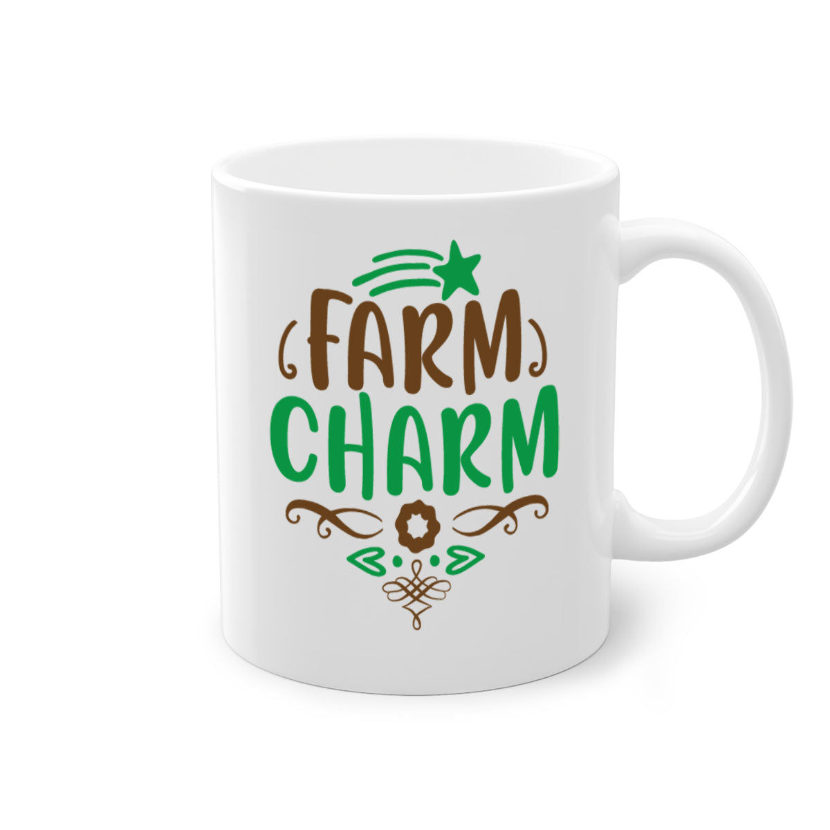 Farm Charm 275# Mug featuring a two-tone design with a colored handle and glossy finish, available in multiple colors.
