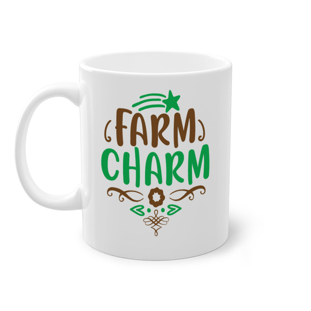 Farm Charm 275# Mug featuring a two-tone design with a colored handle and glossy finish, available in multiple colors.