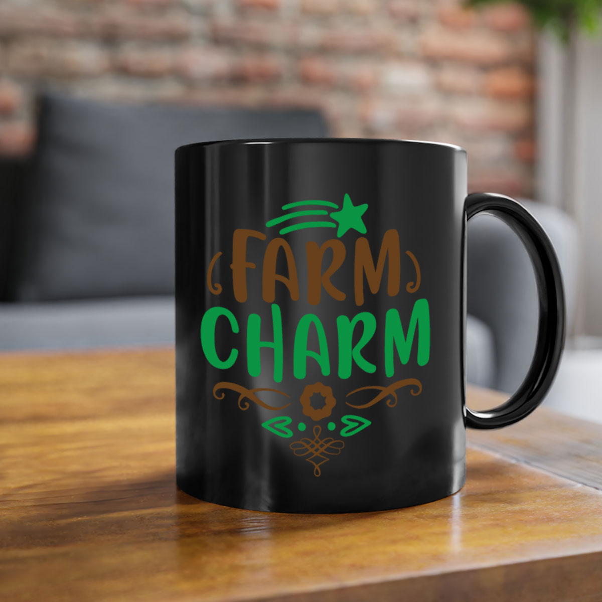 Farm Charm 275# Mug featuring a two-tone design with a colored handle and glossy finish, available in multiple colors.
