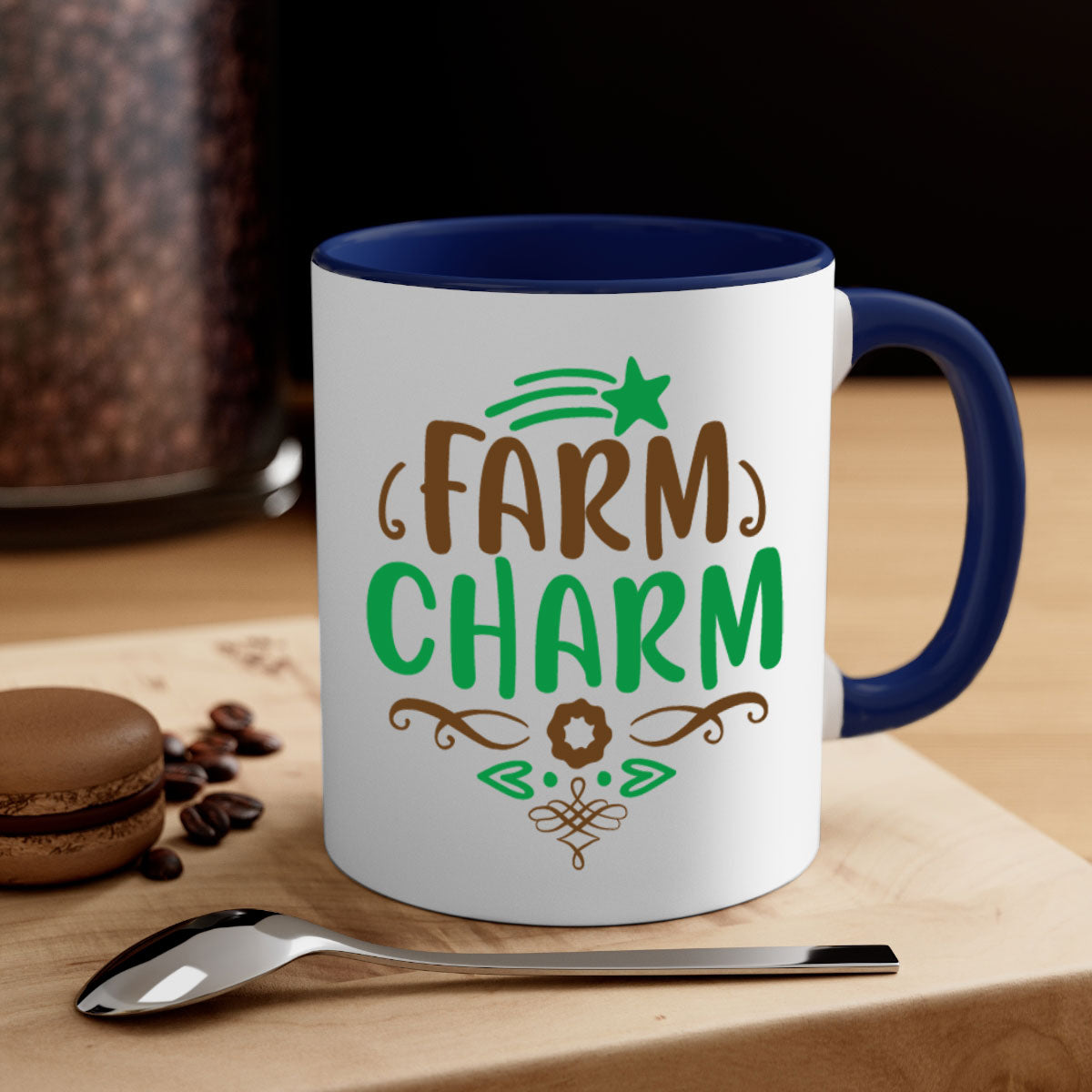 Farm Charm 275# Mug featuring a two-tone design with a colored handle and glossy finish, available in multiple colors.