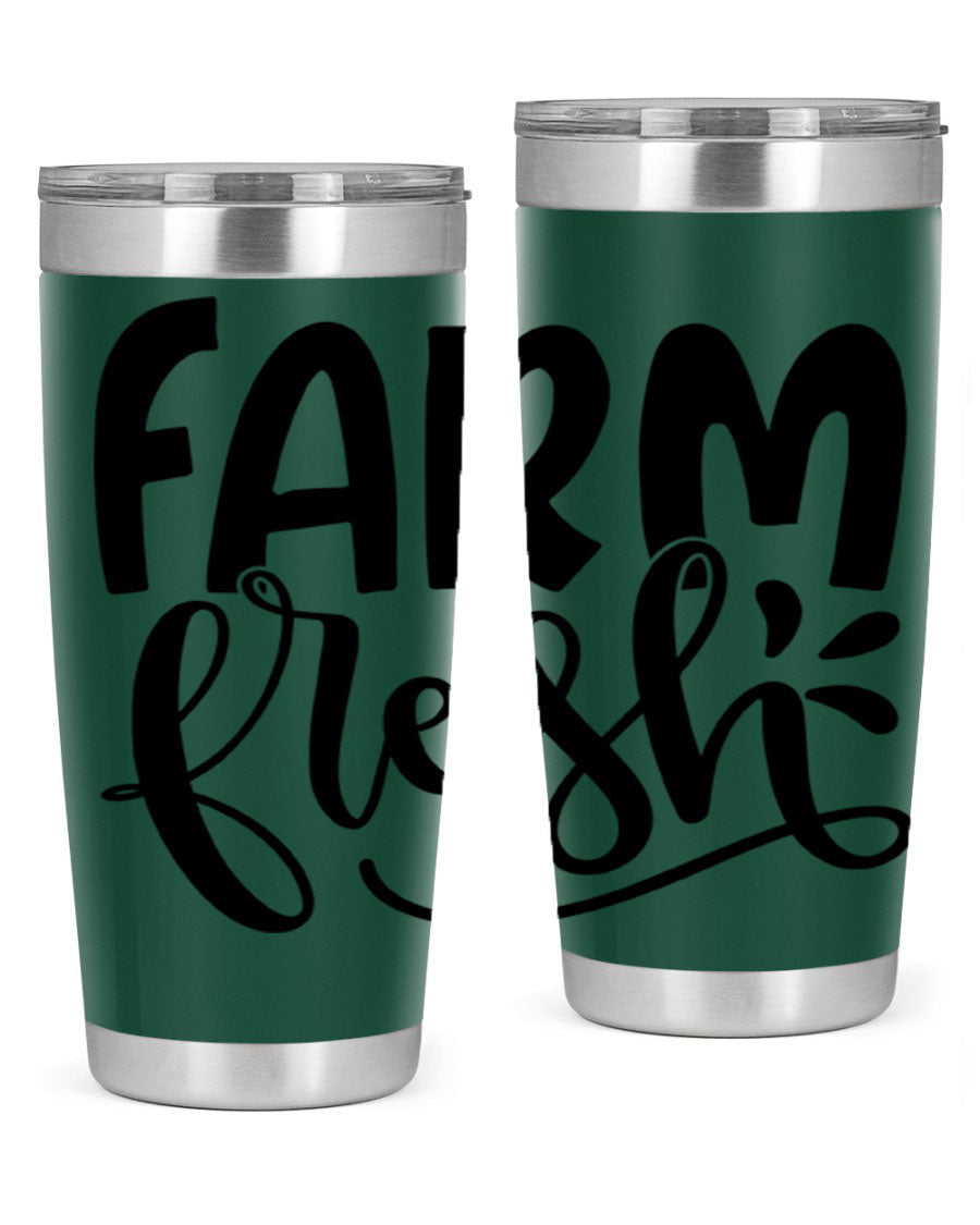 Farm Fresh 20oz Tumbler made of stainless steel with a copper lining, featuring a drink-thru lid, ideal for hot and cold beverages.