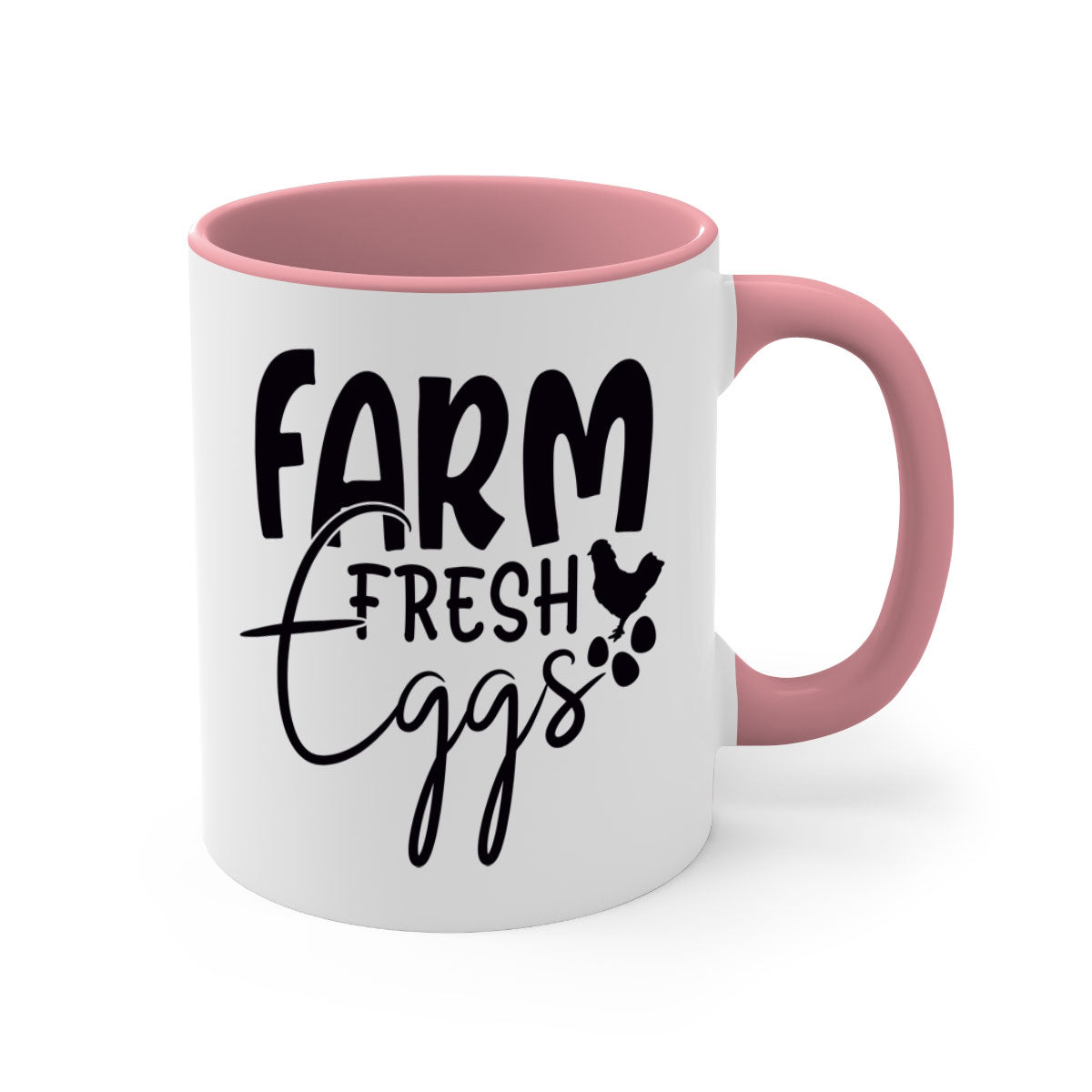 Farm Fresh Eggs 103# Mug with colorful handle and glossy finish, available in multiple sizes.