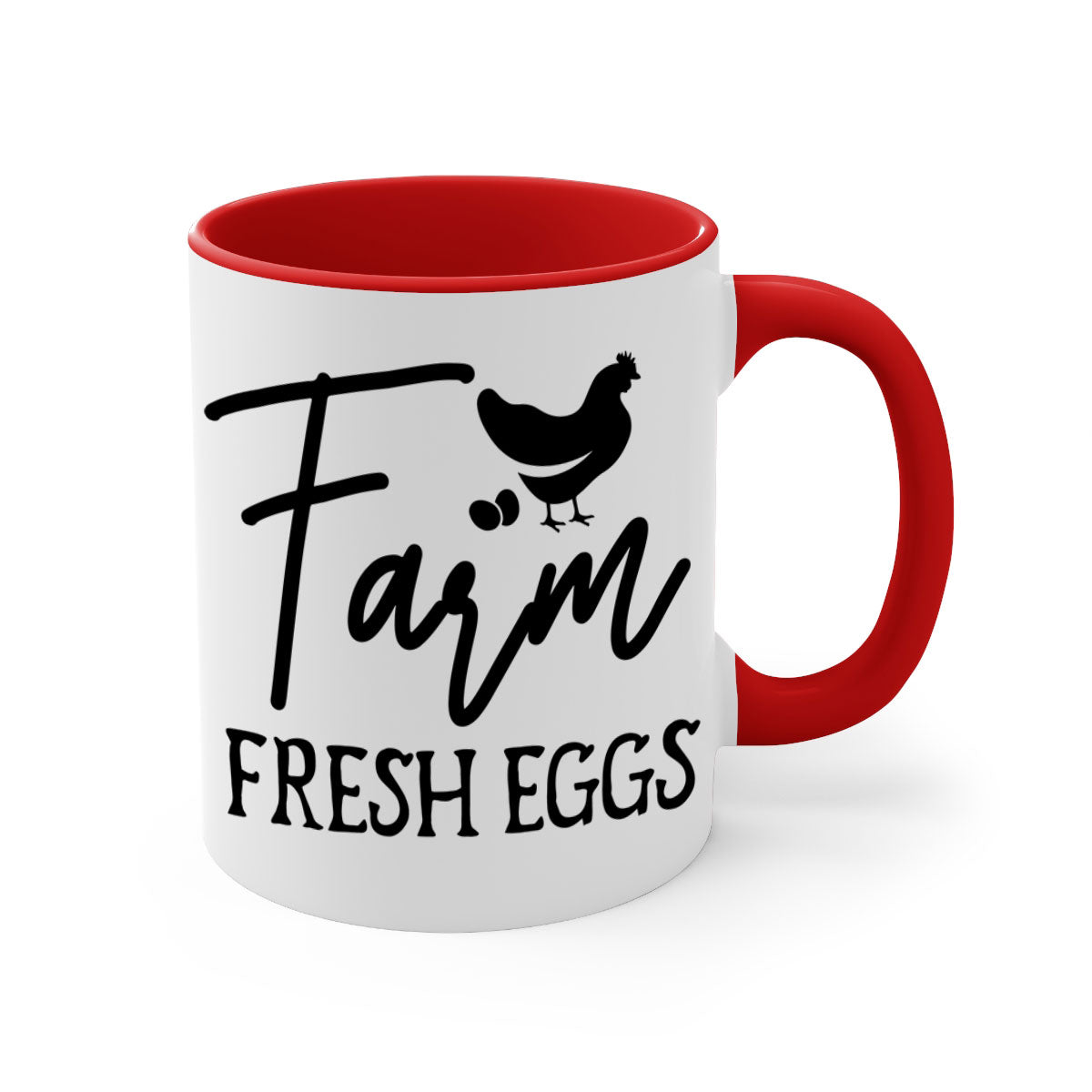 Farm fresh eggs design 104# kitchen mug with a glossy finish and colorful handle, perfect for coffee or tea.