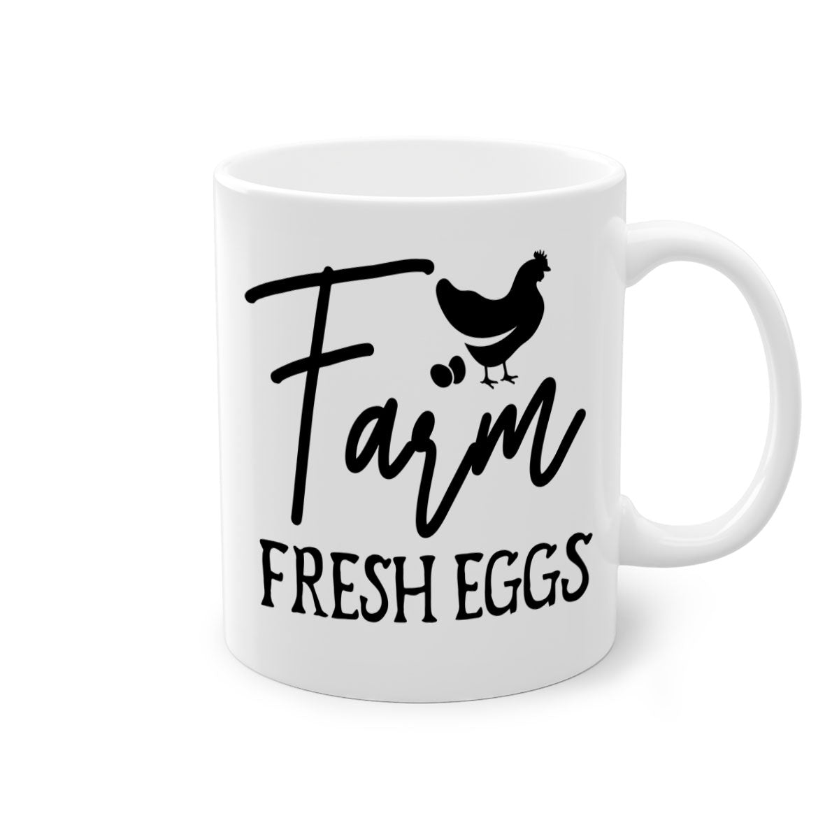 Farm fresh eggs design 104# kitchen mug with a glossy finish and colorful handle, perfect for coffee or tea.