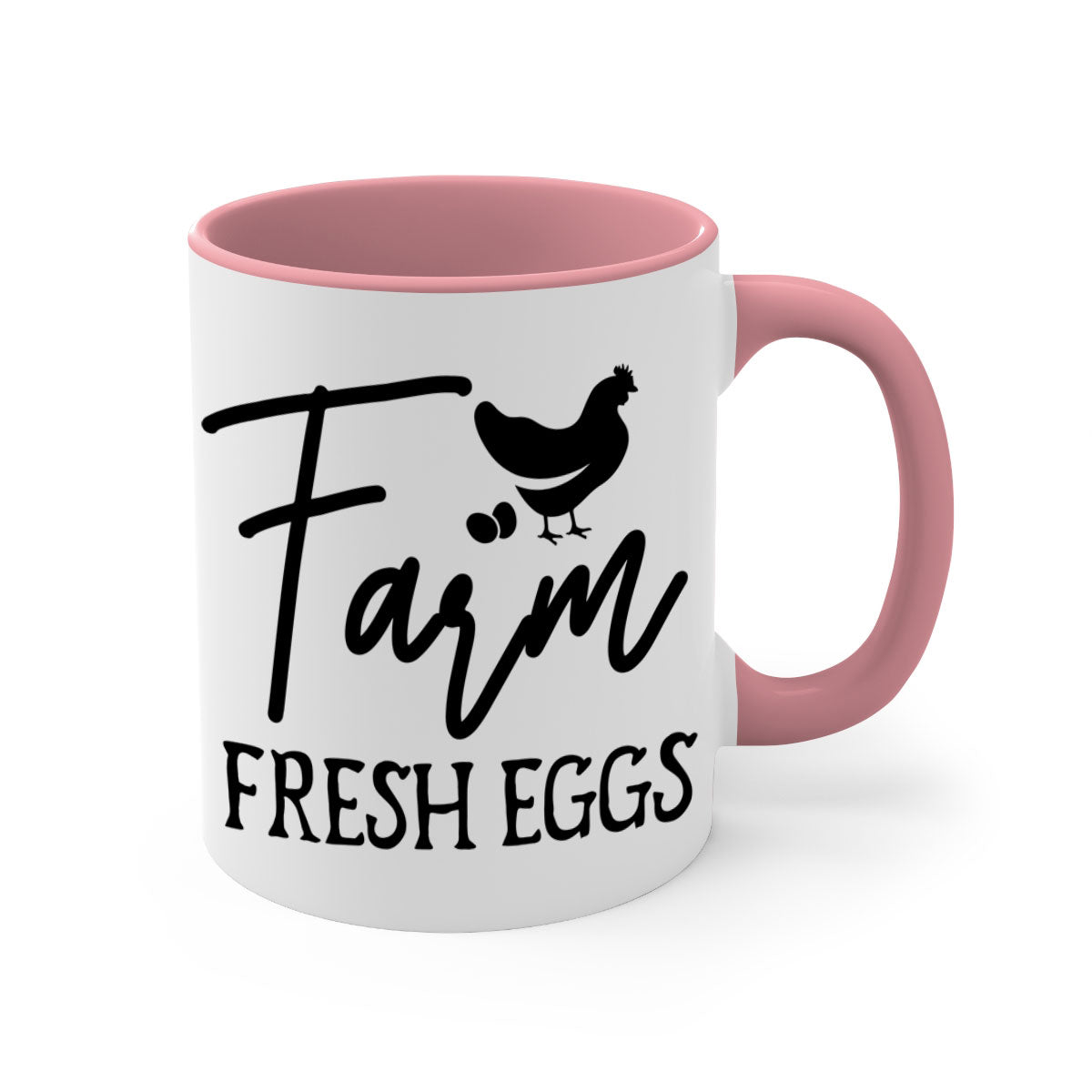 Farm fresh eggs design 104# kitchen mug with a glossy finish and colorful handle, perfect for coffee or tea.