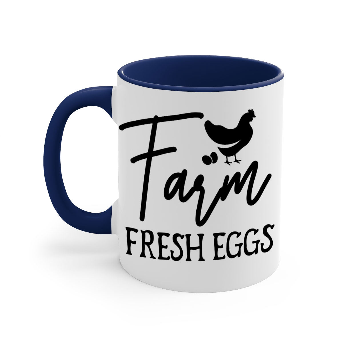 Farm fresh eggs design 104# kitchen mug with a glossy finish and colorful handle, perfect for coffee or tea.