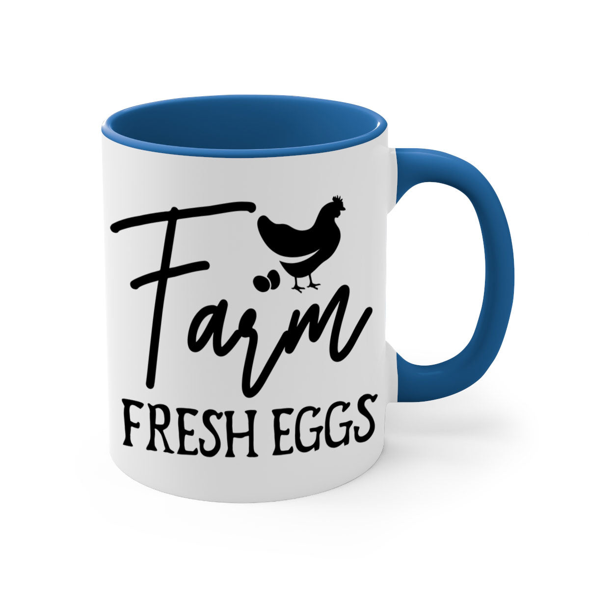 Farm fresh eggs design 104# kitchen mug with a glossy finish and colorful handle, perfect for coffee or tea.