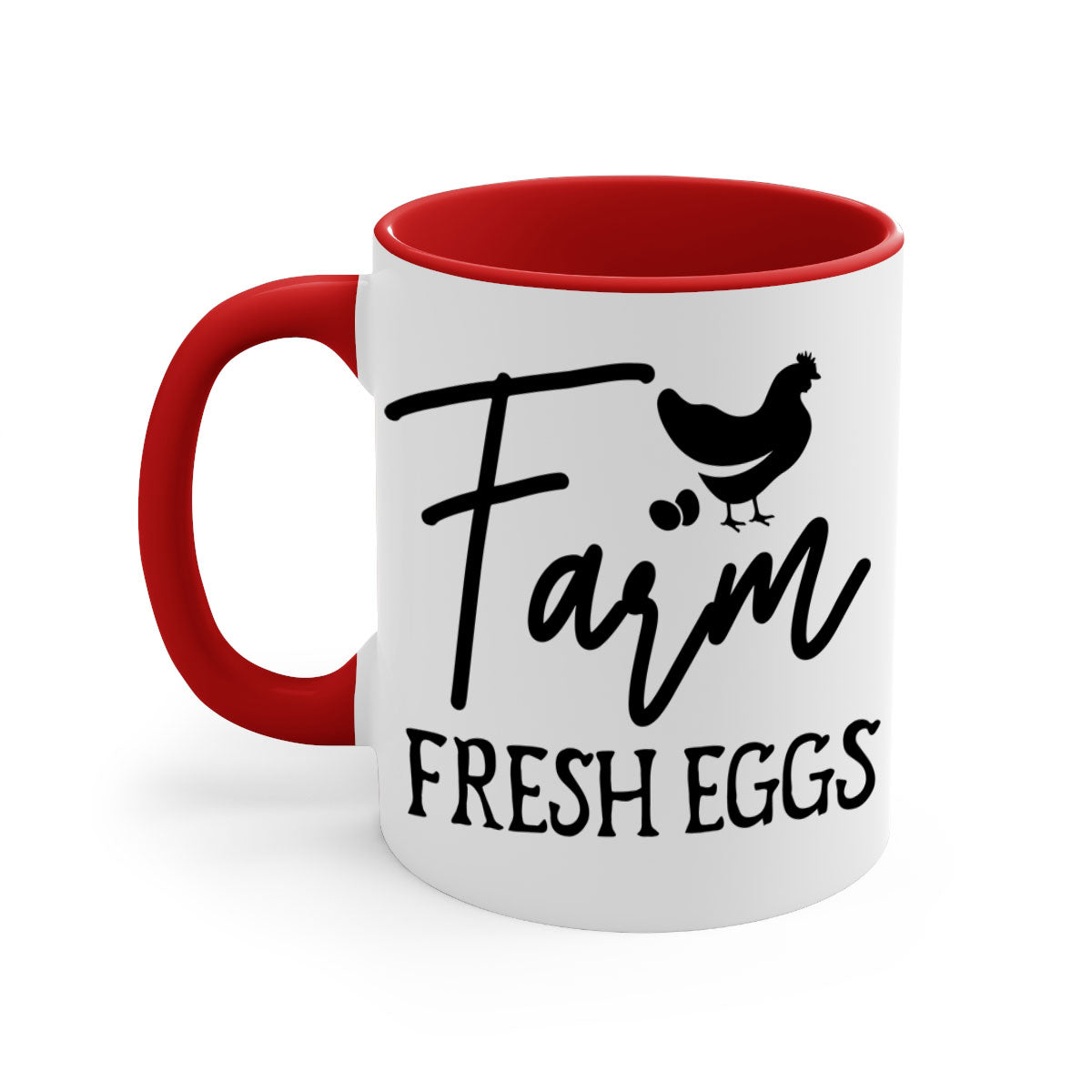 Farm fresh eggs design 104# kitchen mug with a glossy finish and colorful handle, perfect for coffee or tea.