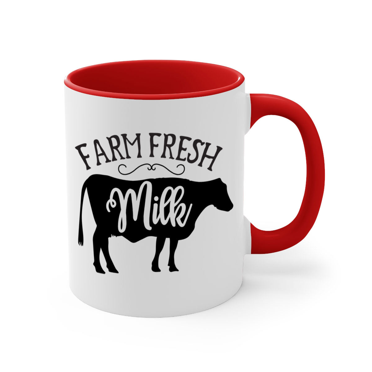 Farm Fresh Milk 101# Mug with two-tone design, available in multiple colors and sizes, featuring a glossy finish and easy-grip handle.