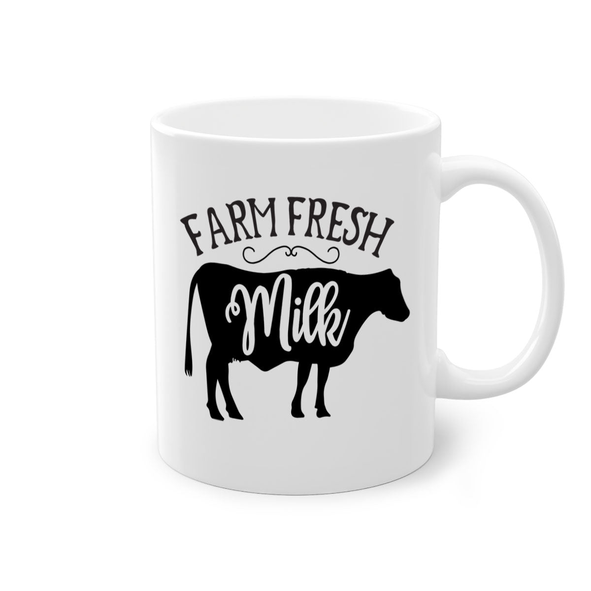 Farm Fresh Milk 101# Mug with two-tone design, available in multiple colors and sizes, featuring a glossy finish and easy-grip handle.