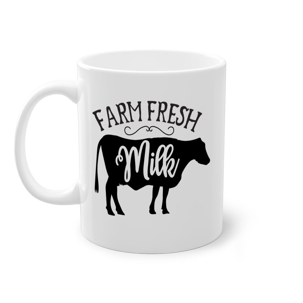 Farm Fresh Milk 101# Mug with two-tone design, available in multiple colors and sizes, featuring a glossy finish and easy-grip handle.
