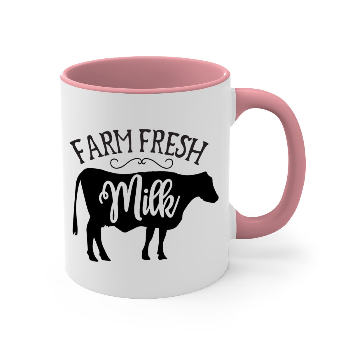 Farm Fresh Milk 101# Mug with two-tone design, available in multiple colors and sizes, featuring a glossy finish and easy-grip handle.