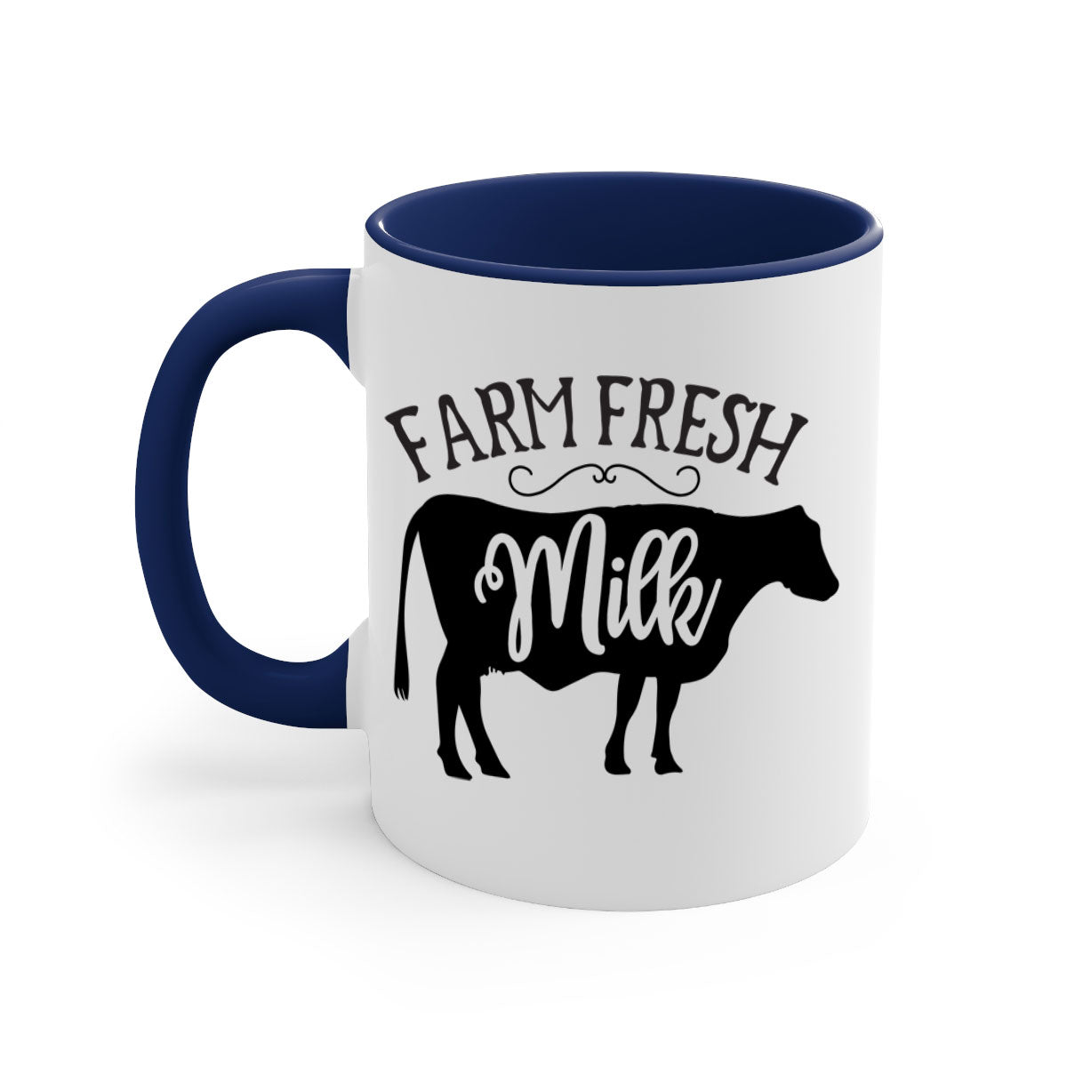 Farm Fresh Milk 101# Mug with two-tone design, available in multiple colors and sizes, featuring a glossy finish and easy-grip handle.