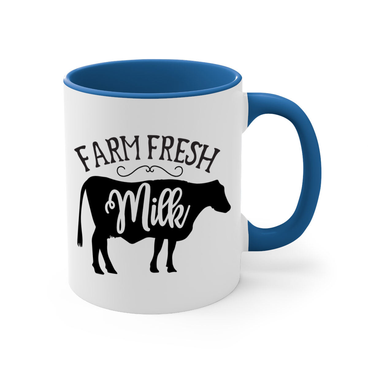Farm Fresh Milk 101# Mug with two-tone design, available in multiple colors and sizes, featuring a glossy finish and easy-grip handle.