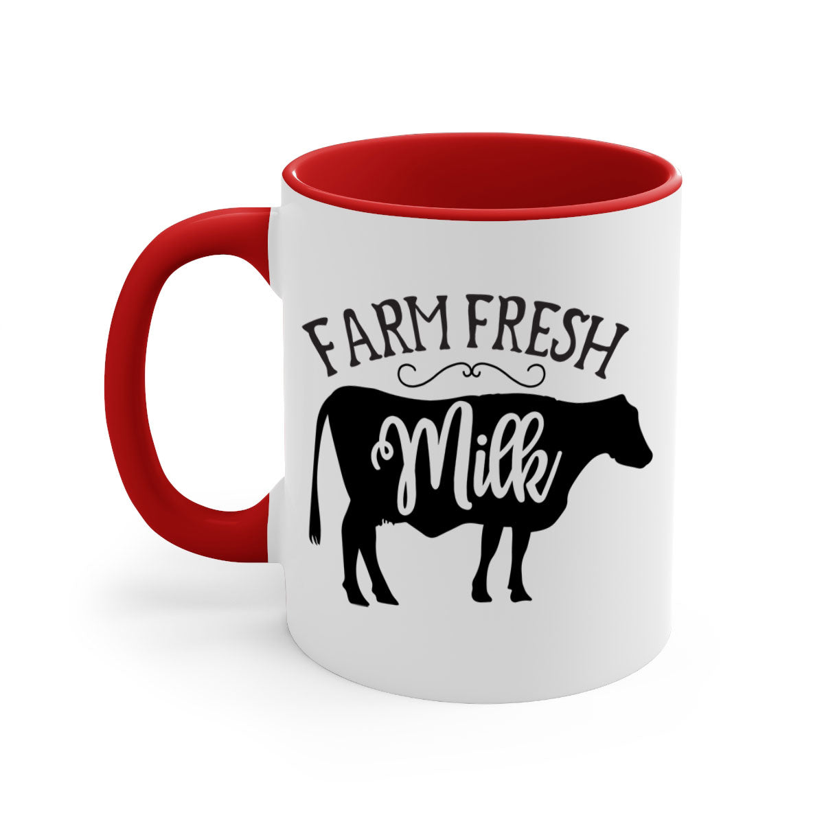 Farm Fresh Milk 101# Mug with two-tone design, available in multiple colors and sizes, featuring a glossy finish and easy-grip handle.