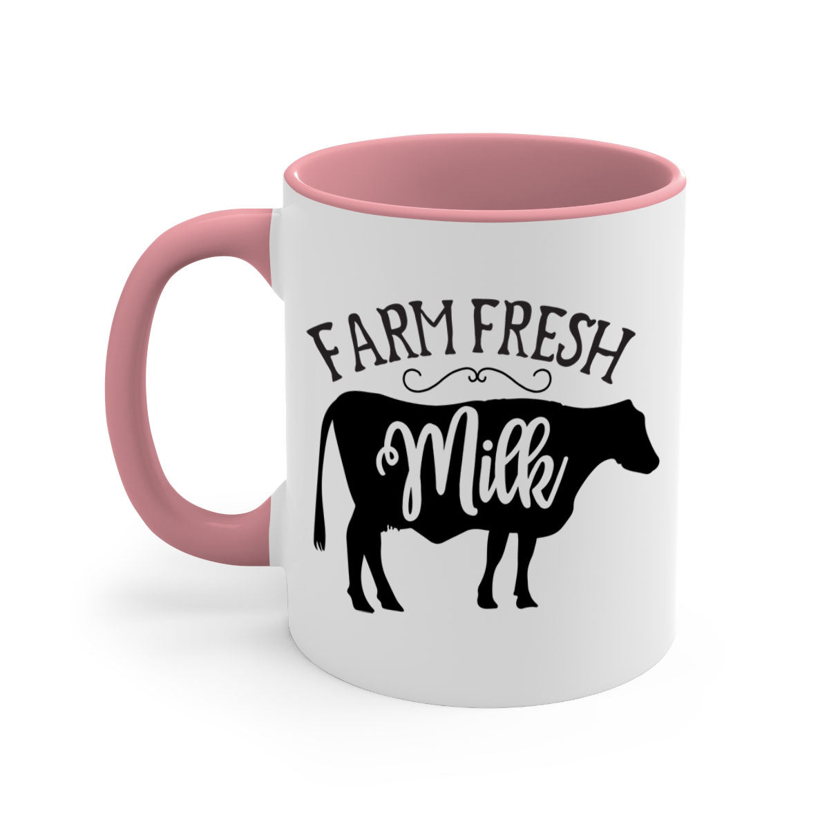 Farm Fresh Milk 101# Mug with two-tone design, available in multiple colors and sizes, featuring a glossy finish and easy-grip handle.